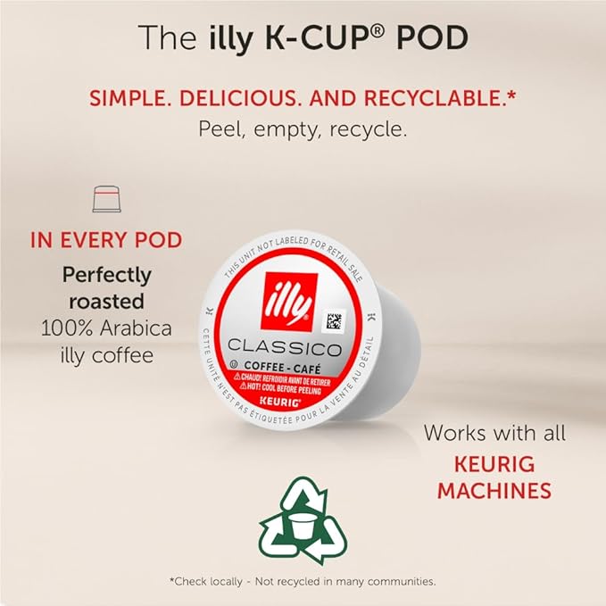 Illy Coffee K Cups - Pods For Keurig Machines – Classico Roast - Caramel, Orange Blossom & Jasmine - Mild, Flavorful & Balanced Flavor - No Preservatives – 32 Count