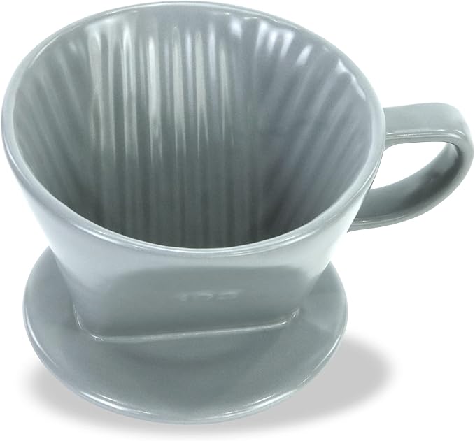Pour Over Ceramic - Coffee Dripper Ceramic Coffee Maker with 3 Holes Flat Bottom, Porcelain Slow Filter Cone for Travel, Camping, Office, Home, Coffee Maker Brew…