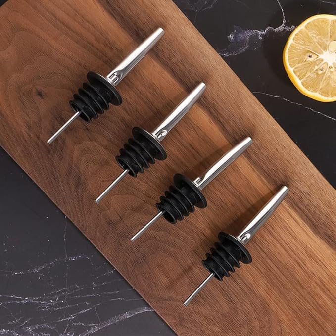 Pafusen 6 Pack Liquor Bottle Pourers, Liquor Pour Spout for Liquor Bottles, Stainless Steel Olive oil Dispenser Spout, Alcohol Pourer Spouts Dust Caps Covers Fixed, Sliver