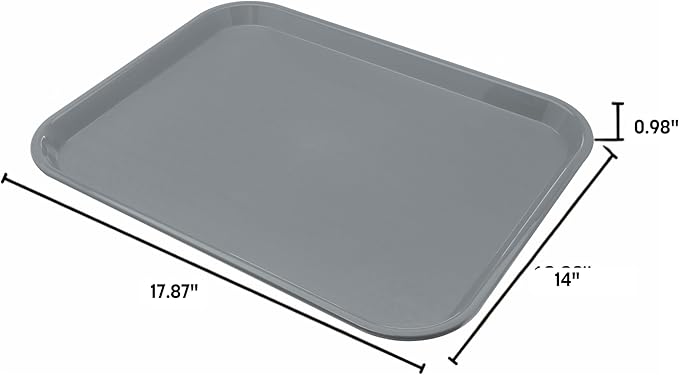 Carlisle FoodService Products Cafe Fast Food Cafeteria Tray with Patterned Surface for Cafeterias, Fast Food, And Dining Room, Plastic, 17.87 X 14 X 0.98 Inches, Blue, (Pack of 12)