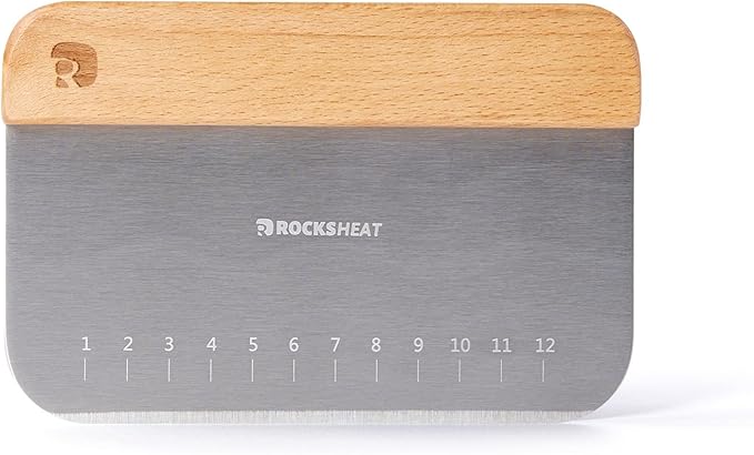 Bench Scraper & Chopper, Stainless Steel Dough Cutter with Wooden Handle, Thick Sharp Blades Pizza Bread Cutter, Multipurpose Kitchen Tool for Baking Cooking