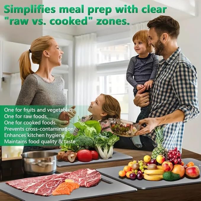 Katuchef Titanium Cutting Board - New Upgrade 100% Pure Titanium Cutting Boards for Kitchen Double Sided Non Toxic Cutting Board,Hygiene Durable Dishwasher Safe Chopping Board (M13.38IN*9.05IN)