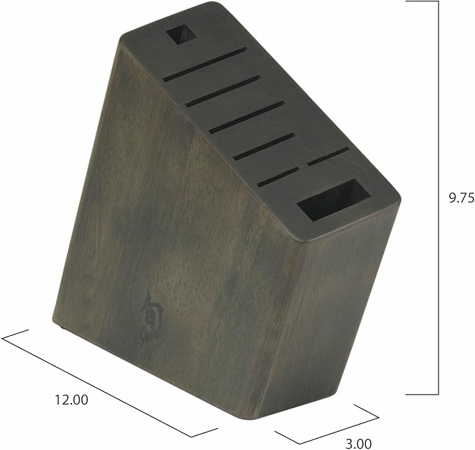 Shun Angled Knife Block, 8 Slot Wooden Knife Holder, Made from Genuine Dark-Stained Wood, Kitchen Storage for Professional and Home Chefs