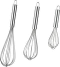 Metal Whisks for Cooking Stainless Steel Whisk Set 3 Pack Wisking Tool Balloon Wisk 8" 10" 12" Wire Whisk for Baking, Whisking, Mixing, Blending