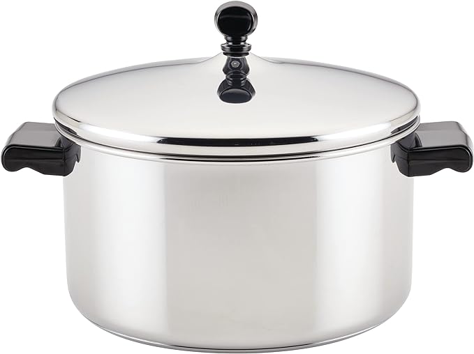 Farberware Classic Stainless Steel 6-Quart Stockpot with Lid, Stainless Steel Pot with Lid, Silver