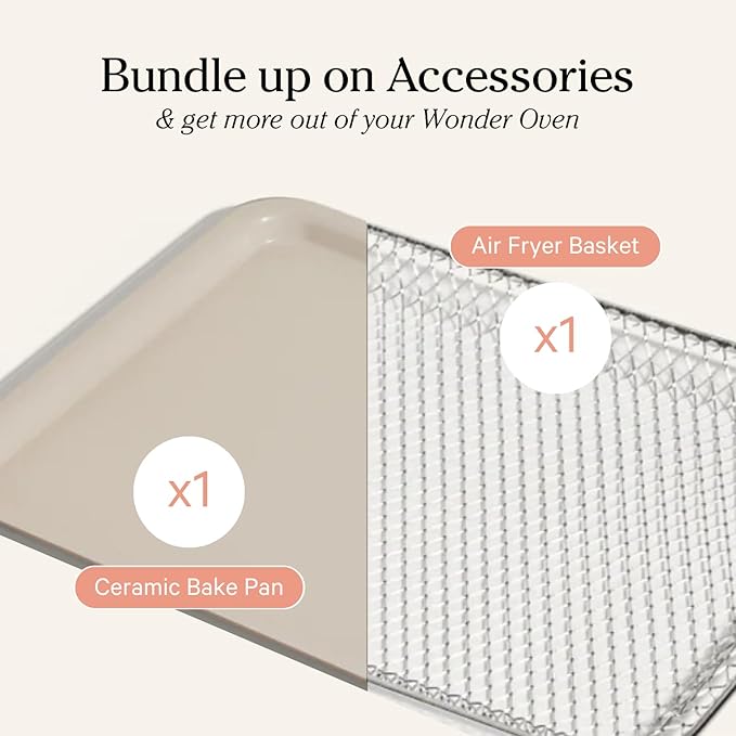Our Place Wonder Oven Essentials Kit | Extra Air Fryer Basket & Nonstick Ceramic-Coated Bake Pan | Oven Safe, Eco-Friendly | Steam