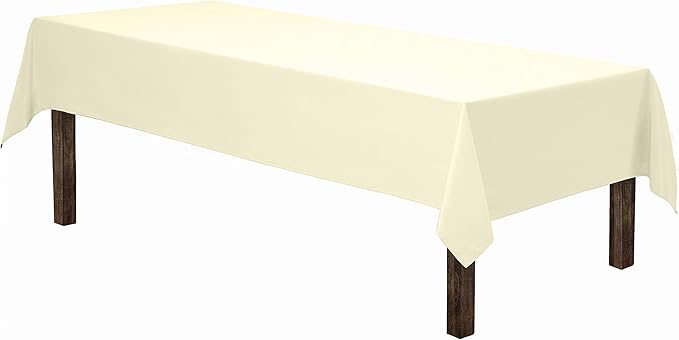 Gee Di Moda Rectangle Tablecloth - 60 x 102" Inch - Ivory Rectangular Table Cloth for 6 Foot Table in Washable Polyester - Great for Buffet Table, Parties, Holiday Dinner, Wedding & More