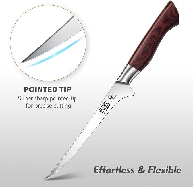 HOSHANHO Fillet Knife 7 Inch, Professional High Carbon Stainless Steel Boning Knife for Meat, Ultra Sharp Japanese Fish Fillet Knives with Ergonomic Wood Handle