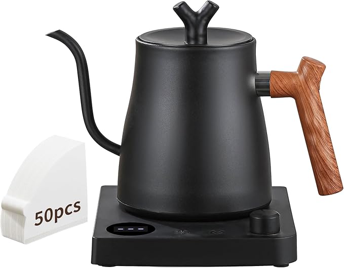 Water Kettle Electric,Gooseneck Electric Kettle with 50pcs Coffee Filter,±1℉ Temperature Control, Fast Heating, Stainless Steel Interior, Ideal for Precise Pour-Over Coffee and Tea