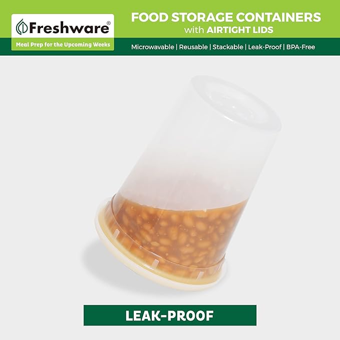 Freshware 48 Pack of 16 and 32 oz, 24 sets each size Food Storage Containers with Lids, Plastic Deli Containers, Meal Prep Containers, Microwave and Freezer Safe, Stackable, Leakproof, BPA Free, Clear
