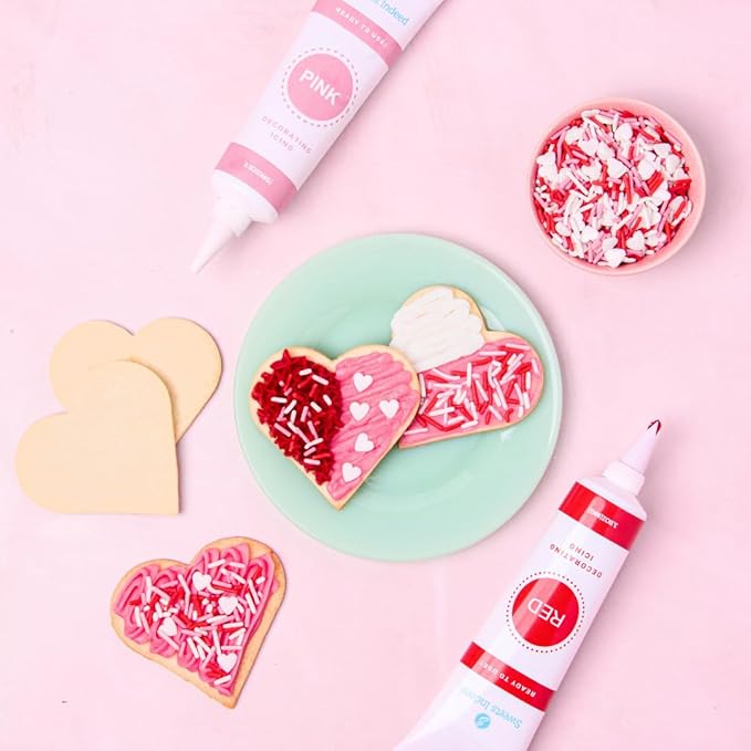 Sweets Indeed Frosting Kit plus Sprinkles Frosting Tubes nozzles 11.71 ounces Perfect for baking and cookie decoarting (Sweetheart)