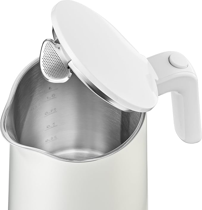 ZWILLING Enfinigy Cool Touch 1-Liter Electric Kettle, Cordless Tea Kettle & Hot Water - White