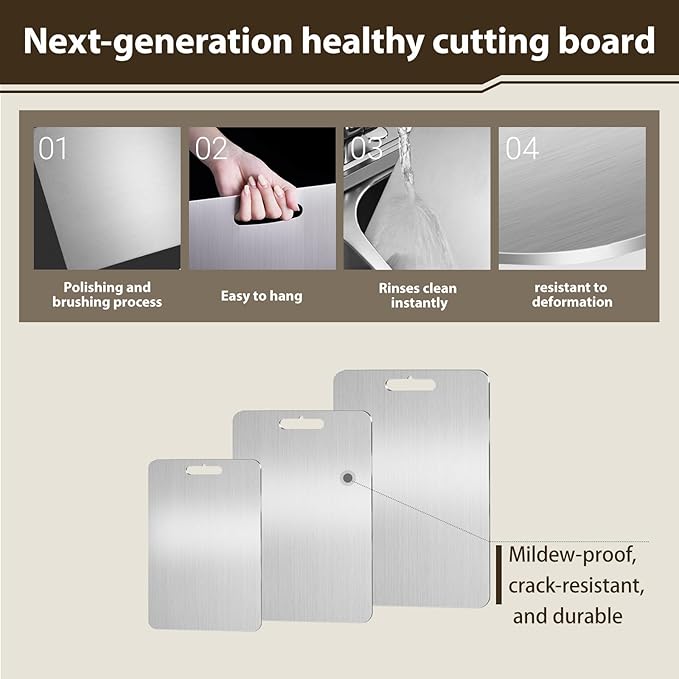 100% Pure Titanium Cutting Boards for Kitchen Suitable for restaurant and home food Meat &Vegetable &Pizza Can be Washed in a Dishwasher Safe Tabla Para Picar Para Cocina (13.4"Lx9"W)