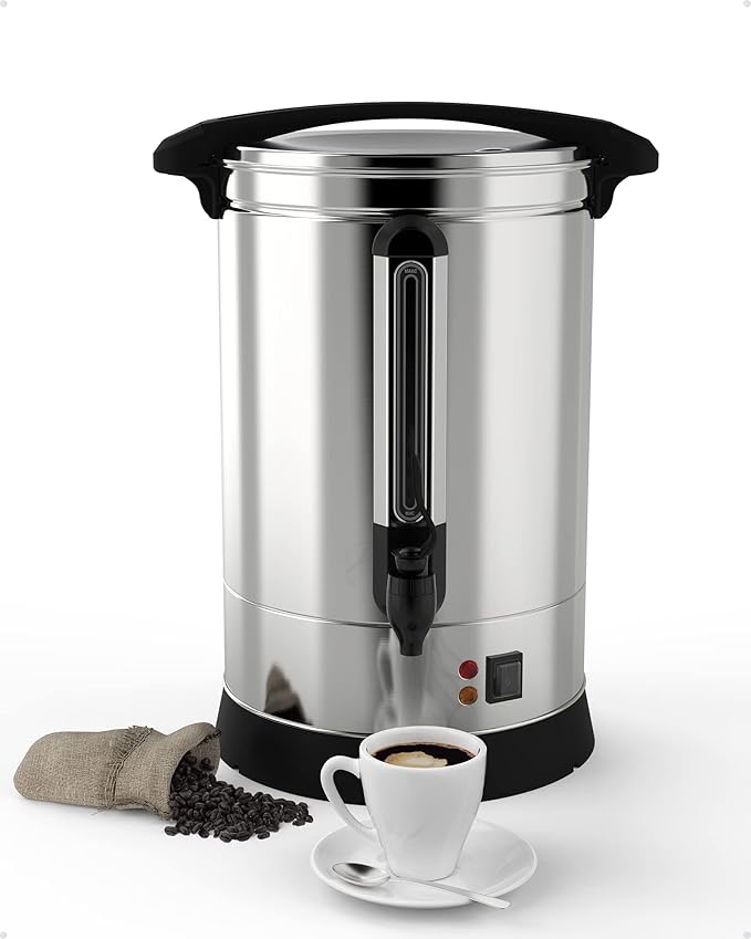 Garvee 100 Cup Fast Brew Commercial Coffee Urn, Food Grade Stainless Steel Large Capacity Coffee Maker Perfect for Church, Meeting rooms, Lounges, and Other Large Gatherings-14 L