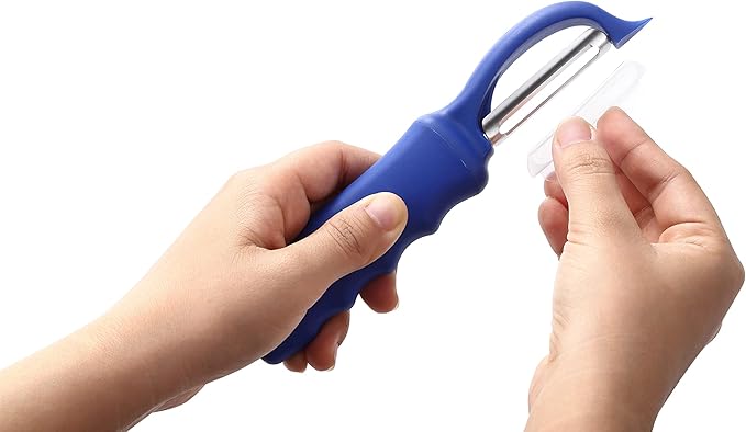 Spring Chef Stainless Steel Swivel Vegetable Peeler for Kitchen, Dishwasher Safe Potato Peelers with Comfortable Handle & Sharp Blades, Great for Apple, Carrot, Veggie, Fruit - Set of 2 - Sapphire