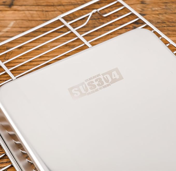 Small Cookie Baking Sheet Pans Stainless Steel 304 Little Tiny Serving Tray 10.4 x8.1 x1.1Inch (Diagonal 12.3) Reheat Food Small Items No Rust Dishwasher Safe for 2 Person 6 Pack