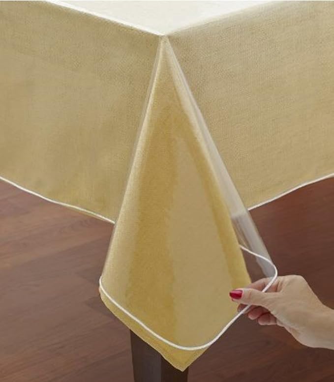 Home Bargains Plus Hotel Quality Crystal Clear Vinyl Tablecloth Protector, 6 Gauge Heavy Duty Thick Vinyl Super Clear Tablecloth Cover, 52" x 70" Oblong/Rectangular