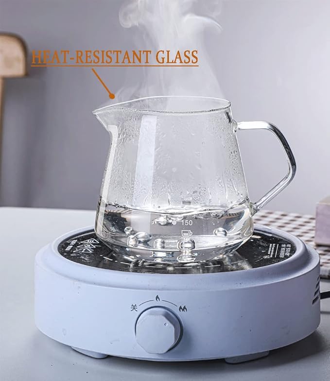 Pour Over Coffee Maker - 10 OZ /300ML Glass Carafe Coffee Server with Glass Coffee Dripper/Filter, Drip Coffee Maker Set for Home or Office, 1-2 Cups