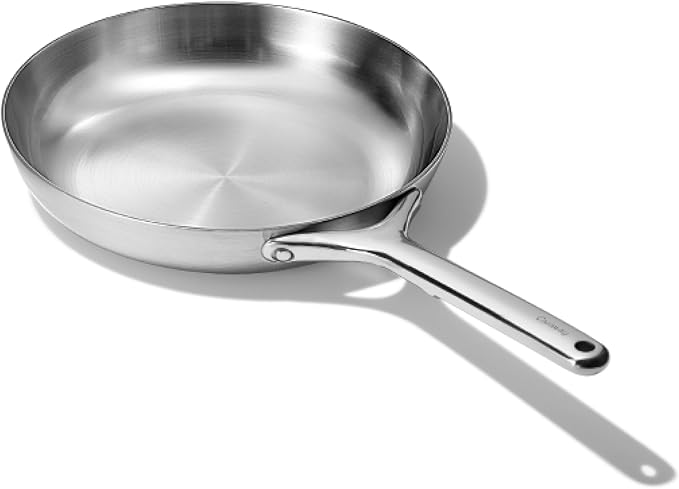 Caraway Stainless Steel Fry Pan (2.7 qt, 10.5") - 5-Ply Stainless Steel Pan - Oven Safe & Stovetop Agnostic - Non Toxic, PTFE & PFOA Free