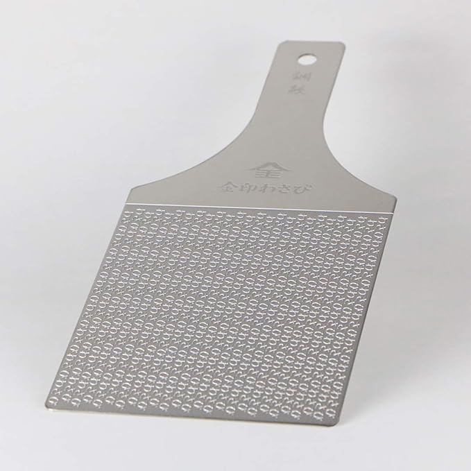 Sustainable Stainless Steel Wasabi Grater - Hagane Zame PRO - Grate Wasabi, Garlic, Ginger, Apples, Fruits, Vegetables, Creamy Texture/Kinjirushi Wasabi (Professional Size) 10.3 inch x 4.3 inch