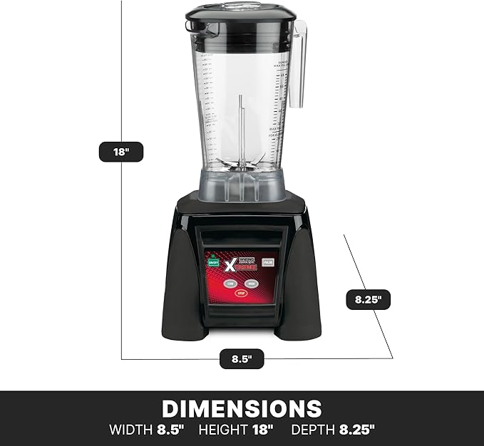 Waring Commercial MX1050XTX 3.5 HP Blender with Electronic Keypad Controls, Pulse Feature and a 64 oz. BPA Free Copolyester Container, 120V, 5-15 Phase Plug