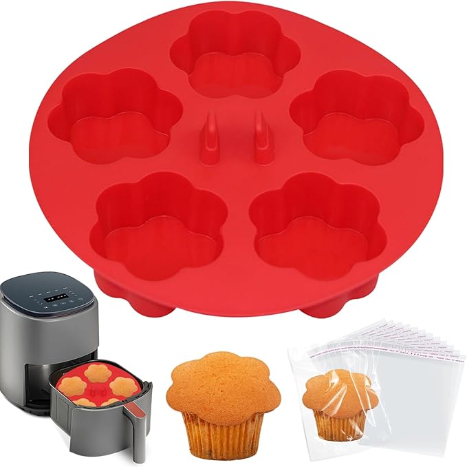 Silicone Air Fryer Muffin Pan Egg Bite Mold for Oven Baking,1 pcs With 100bags Mini Muffin Tins Cups Cake Pan Tray for Air Fryer Liners Basket Accessories Baking Muffin Cakes Pancake Quiche