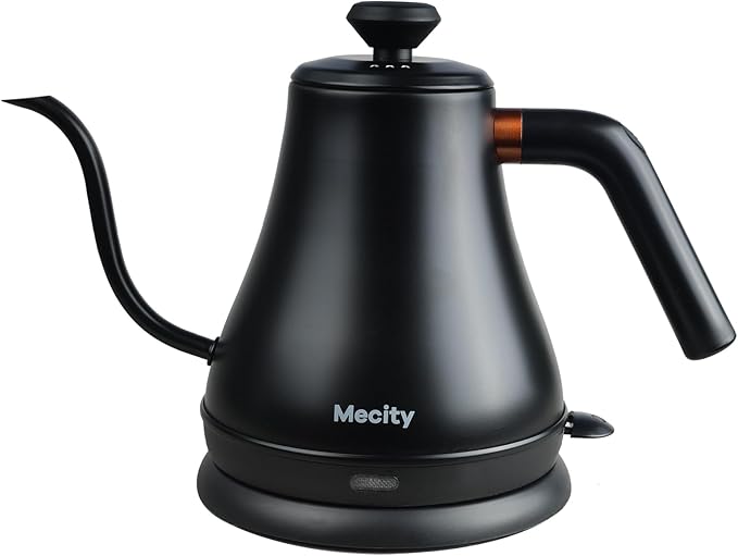 Mecity Electric Kettle Gooseneck Water Kettle Stainless Steel Tea Kettle Water Boiler Fast Heating, Auto Shut Off, 27 fl oz, 1000W, Matte Black