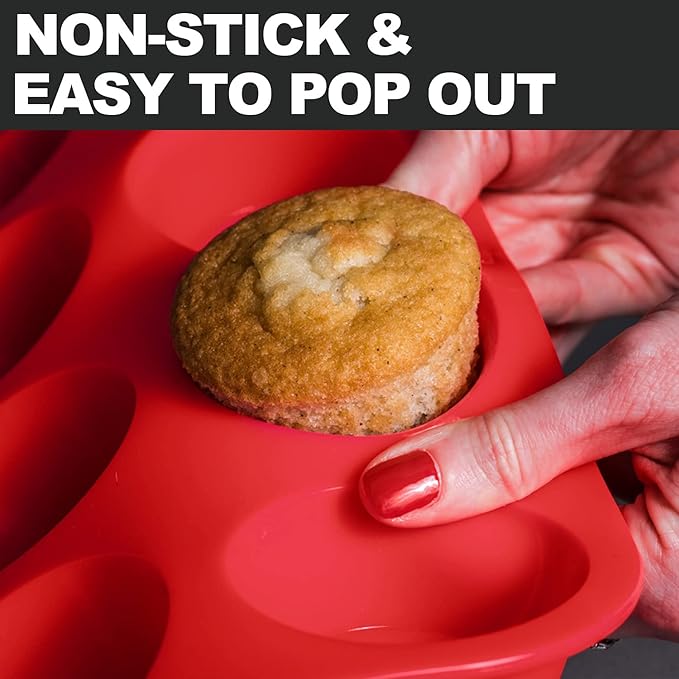Anaeat Silicone Muffin Pan set- Mini 24 Cups Cupcake Tray, Non-Stick Silicone Baking Molds for Making Muffin Cakes, Cupcake, Chocolate, Bread,Tart and Desserts, Just Pop Out (2 Pack)