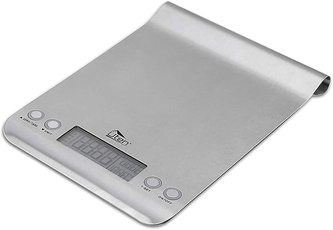 Digital Kitchen Scale Ultra Slim Multifunction Stainless Steel Hook Design Food Scale 11lb 5kg with Back-Lit LCD Display Ideal for Measuring Ingredients and Liquids