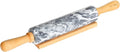 CHEFMADE 18-Inch Marble Rolling Pin with Wooden Handles and Cradle, Non-Stick (Gray and White)