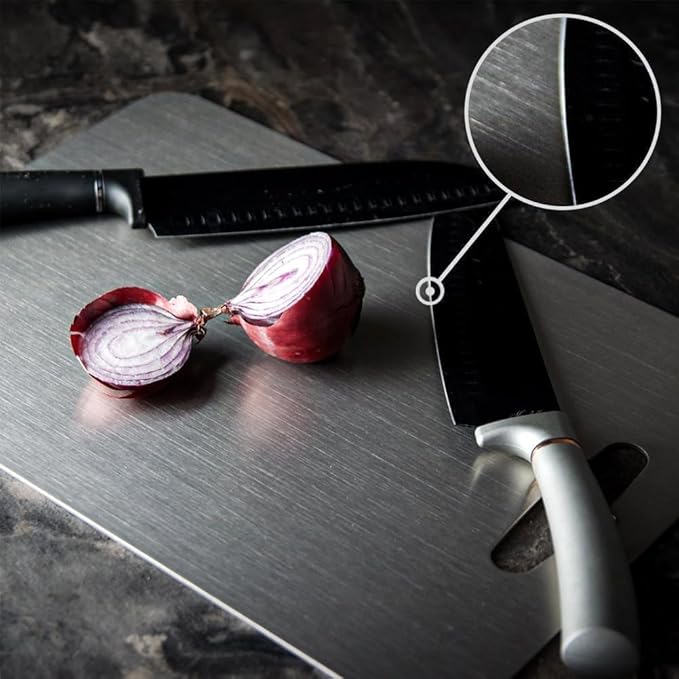 Titanium Cutting Board - 100% Pure Titanium Cutting Boards for Kitchen - Cutting Edge Hygiene & Durability, 1 Pack Double Sided Medical-grade Titanium Cutting Mat, Easy to Clean (18"L x 12"W)