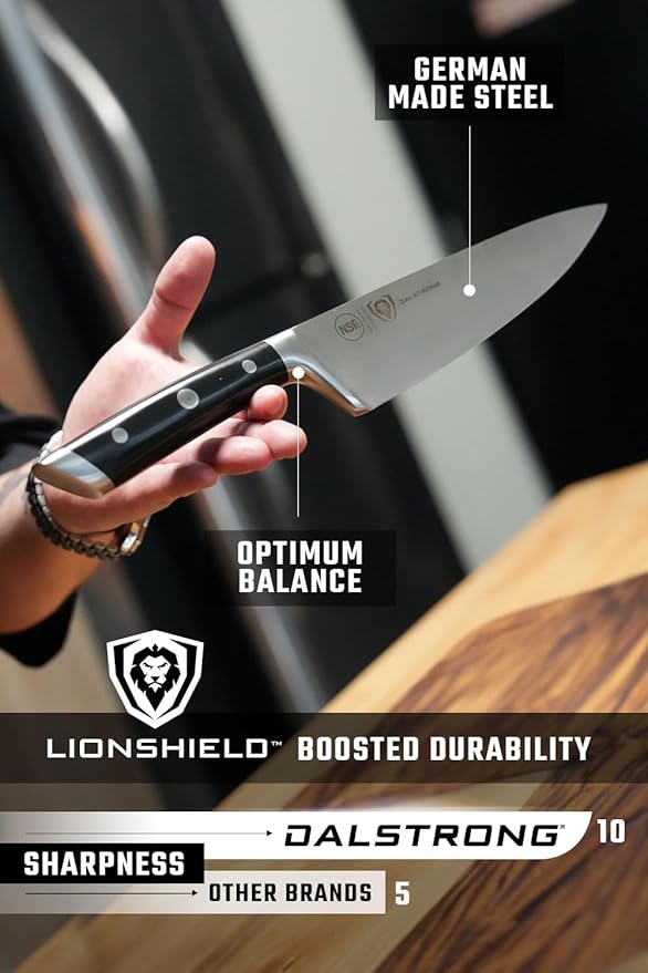 Dalstrong Knife Set Block - 8 Piece - Gladiator Series - German High Carbon Steel Kitchen Knife - Premium Food-Grade Black ABS Polymer Handles - NSF Certified