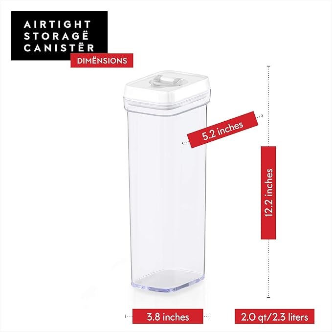 DWËLLZA KITCHEN Pasta Storage Containers for Pantry - Set of 2 White Airtight Spaghetti Container Storage - Ideal for Spaghetti & Noodles, Kitchen Pantry Organization and Storage, Keeps Food Fresh