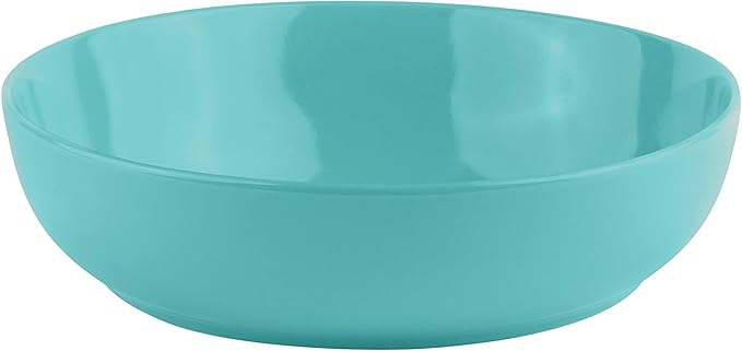 KooK Pasta Bowl, Salad Bowls, Soup, Serving Bowls, Ceramic, Large Capacity, Microwave & Dishwasher Safe, Set of 4, 40 Oz,(Light Turquoise)