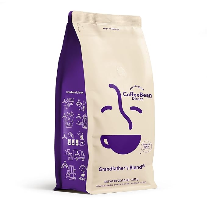 Coffee Bean Direct Grandfather's Blend®, Whole Bean Coffee, Mixed Roast Level, 2.5 Pound Bag (Pack of 1)