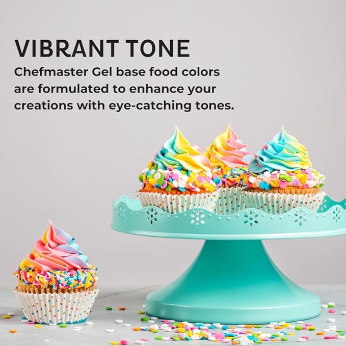 Chefmaster Golden Yellow Gel Food Coloring | Vibrant Color | Professional-Grade Dye for Icing, Frosting, Fondant | Baking & Decorating | Fade-Resistant | Easy-to-Use | Made in USA | 1 oz