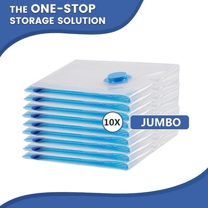 Vacuum Storage Bags, 10 Jumbo Space Saver Bags Compression for Comforters, Bedding and Blankets, Vacuum Sealed Bags Clothes Storage Travel Essentials