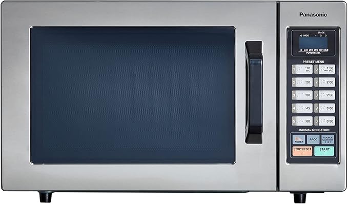 Panasonic NE-1054F Compact Light-Duty Countertop Commercial Microwave Oven with 10 Programmable Memory and Touch Screen Control, 1000W of Cooking Power, 0.8 Cu. Ft, Stainless Steel