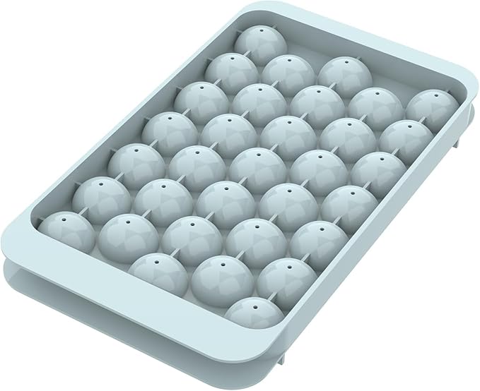 WIBIMEN Ice Cube Tray with Lid - Round Ice Tray for Freezer with Lid - Ice Cube Trays for Freezer (One Tray Only)