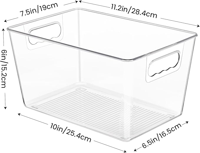 YIHONG Clear Plastic Storage Bins, 8 Pack Pantry Organizer Bins with Handle for Kitchen, Freezer,Cabinet,Closet Organization and Storage