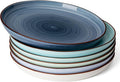 Sweese Dinner Plates, 10 Inch Round Porcelain Plates, Dish Set for Lunch, Party, Wedding, Restaurant, Microwave, Oven, Dishwasher Safe Plates Set of 6, Cool Assorted Colors