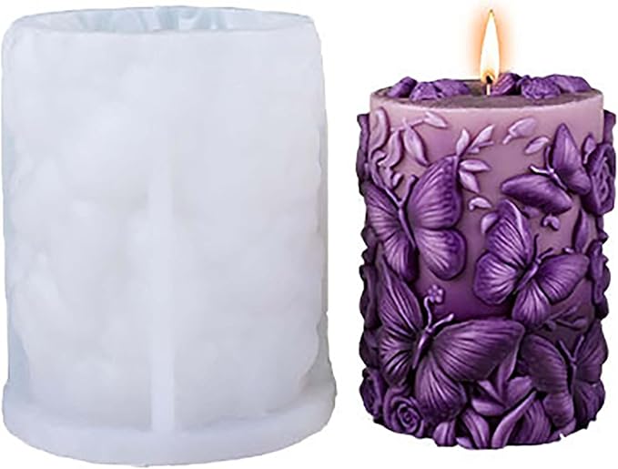 Butterfly Flower Cylinder Molds Silicone Wave Spiral Candle Mold - Silicone Resin Casting Molds for Candle & Resin & Soap Craft Supplies