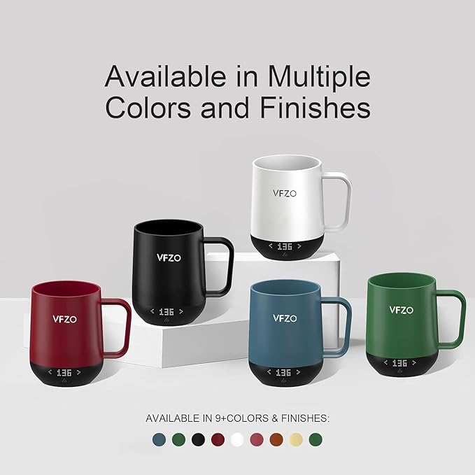Temperature Control Smart Mug, Self Heating Coffee Mug LED Display, 180 Min Battery Life - Hot up to 149℉ Fast Wireless Charger Base Improved Design Coffee Serving Sets (12oz, Turquoise)