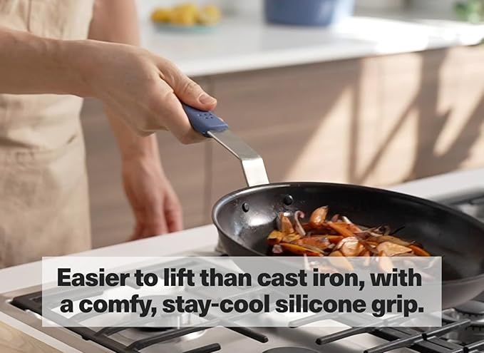 Misen 10 Inch Pre-Seasoned Carbon Steel Fry Pan – Lightweight, Even Heating, Heat Retention – Oven Safe to 500°F – Ideal for Searing, Sautéing, and Frying – Versatile Durable, Easy to Clean