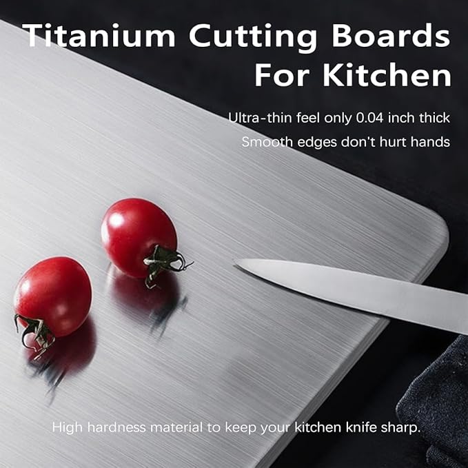 Titanium Cutting Board Set of 3,100% Pure Titanium Cutting Boards for Kitchen Double Sided,Hygiene Durable Dishwasher,Fruit & Vegetables （3P-M)