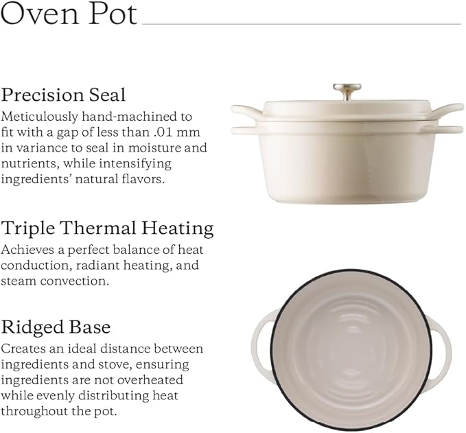 Vermicular Oven Pot | Non-Toxic Enameled Cast Iron Pot | 26cm (5.3 Qt) | Oven-safe | Induction-compatible | Dutch Oven | Made in Japan | Serves 5-6 | Pearl Pink