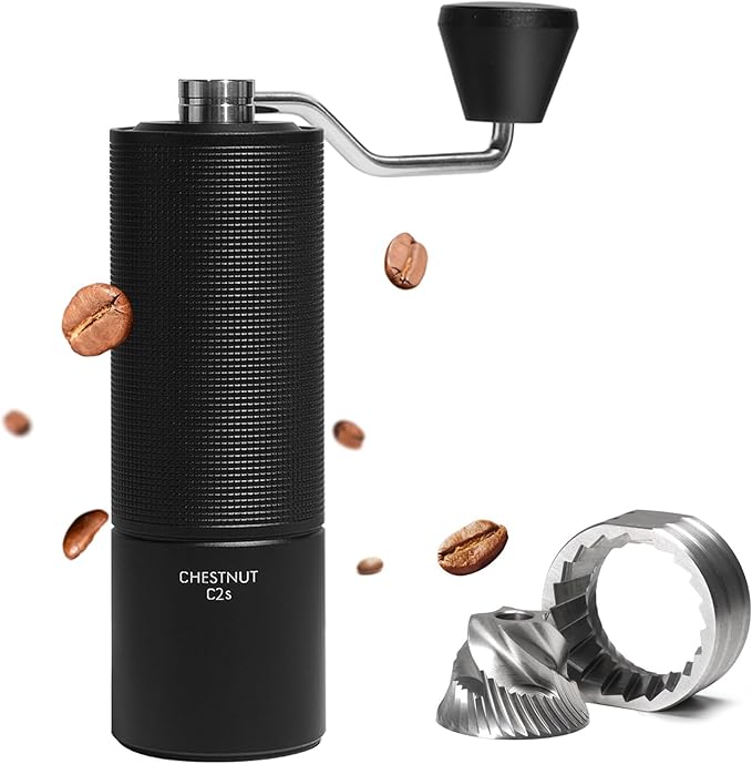 TIMEMORE Chestnut C2S Manual Coffee Grinder,CNC Stainless Steel Conical Burr, Internal Adjustable Setting, Double Bearing Positioning, Hand Grinder Gift for Espresso to French Press