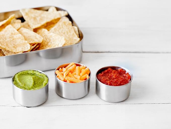 LunchBots 2.5 oz Stainless Steel Dressing Container for Condiments, Dips, Snacks, Dipping Sauce Cups with Silicone Lid, Fits in Lunch Bags and Bento Boxes - Set of 2 (Purple)