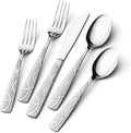 HIKAA Silverware Set, 30-piece Stainless Steel Flatware Set Cutlery Set for 6, for Kitchen, Home, Wedding, Party, Mirror Polished and Dishwasher Safe