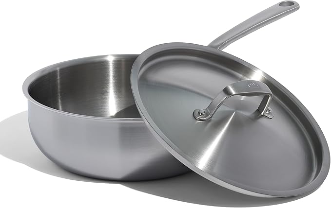 Made In Cookware - 3 Quart Stainless Steel Saucier Pan - 5 Ply Stainless Clad - Professional Cookware - Crafted in Italy - Induction Compatible